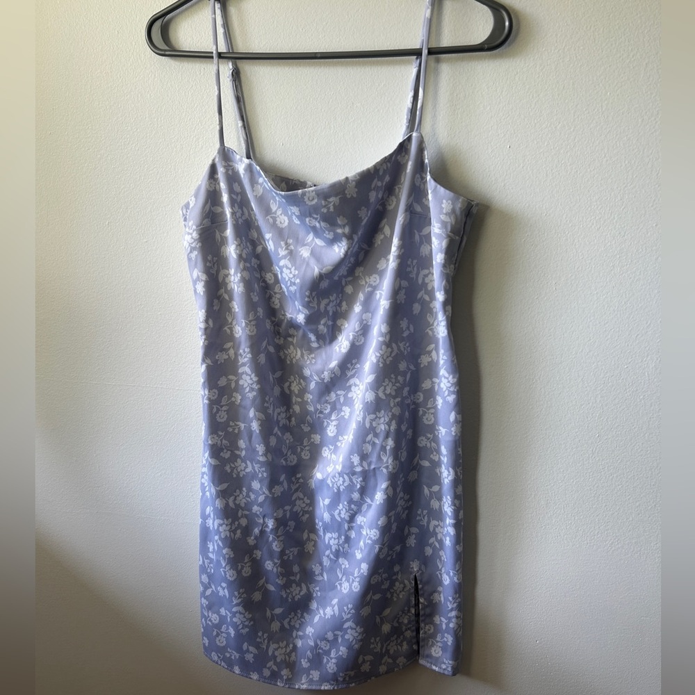 Floral lilac satin dress